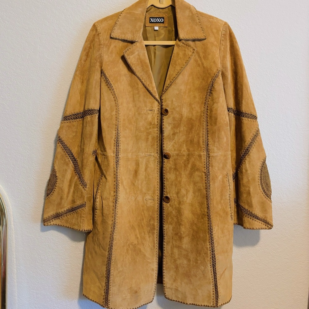 Vintage Y2K XOXO Women's Brown Suede Blazer
